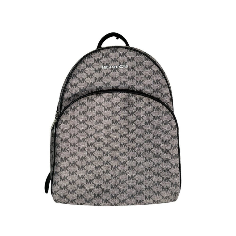 MICHAEL KORS Women's Abbey MK Signature LARGE Backpack Gray Black 38F8XAYB7V